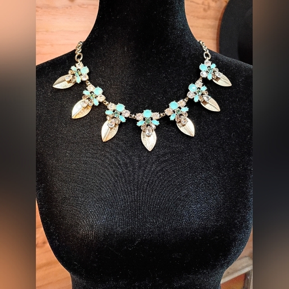 Mythologie Accessories - Mythologie Rhinestone Necklace 17 Inch With Antique Gold Tone